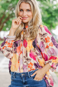 Own The Day White Floral Blouse