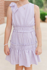 Girls: Bloom Where You’re Planted Purple Striped One Shoulder Dress