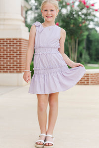 Girls: Bloom Where You’re Planted Purple Striped One Shoulder Dress