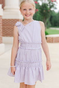 Girls: Bloom Where You’re Planted Purple Striped One Shoulder Dress