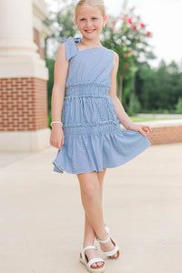 Girls: Bloom Where You’re Planted Navy Striped One Shoulder Dress
