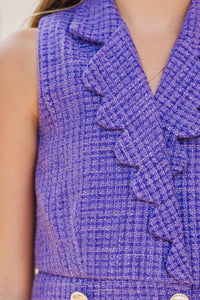 Girls: The Kara Tweed Purple Scalloped Romper