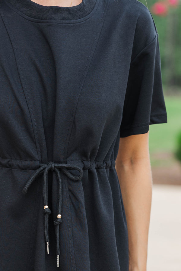 Easy Motion Black Drawstring Dress