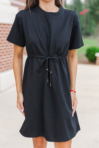 Easy Motion Black Drawstring Dress