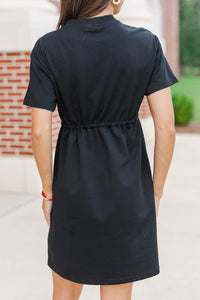 Easy Motion Black Drawstring Dress