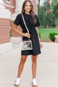 Easy Motion Black Drawstring Dress