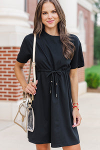 Easy Motion Black Drawstring Dress