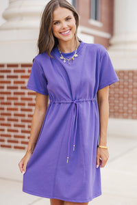 Easy Motion Purple Drawstring Dress