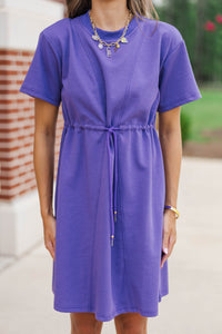 Easy Motion Purple Drawstring Dress