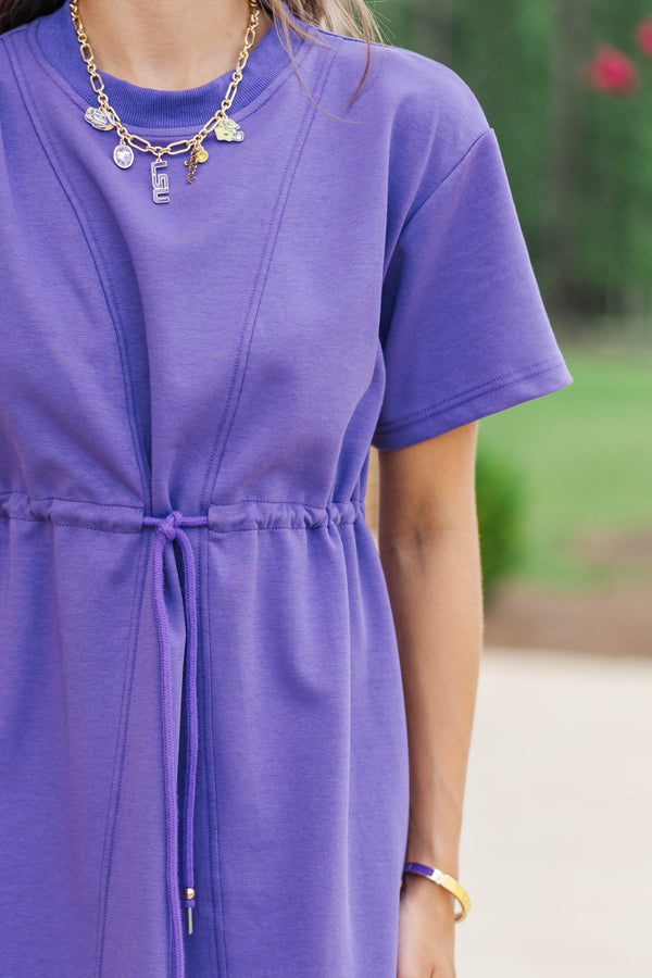 Easy Motion Purple Drawstring Dress