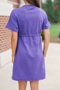 Easy Motion Purple Drawstring Dress