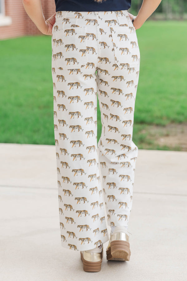 Big Dreams Cream Tigers Wide Leg Jeans