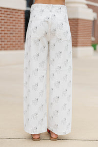 Big Dreams Cream Bulldogs Wide Leg Jeans