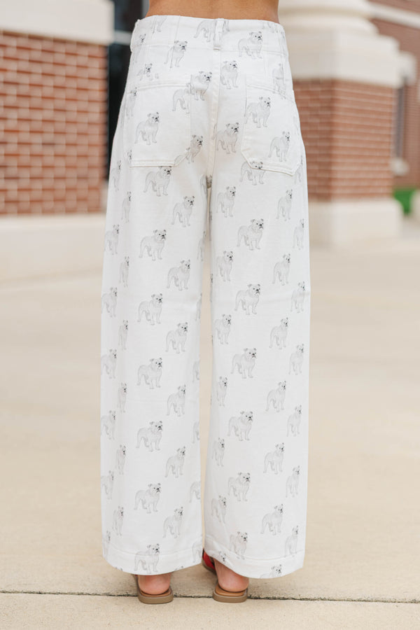 Big Dreams Cream Bulldogs Wide Leg Jeans