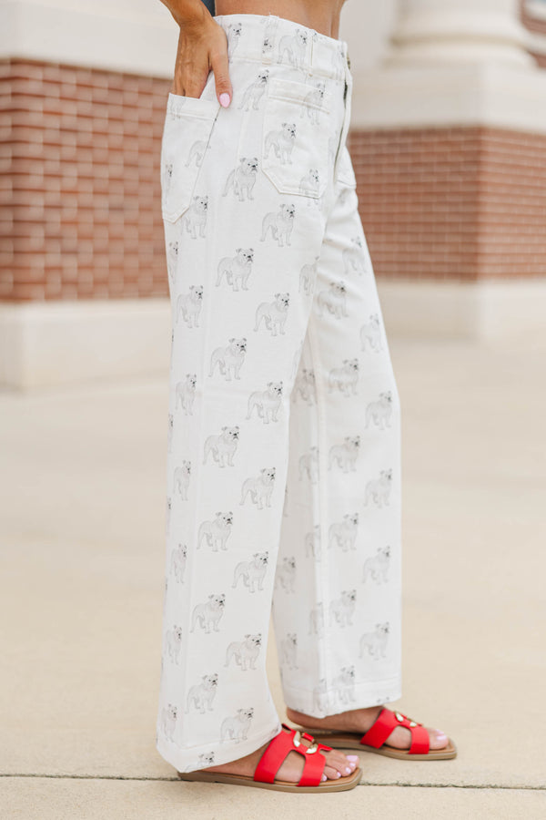 Big Dreams Cream Bulldogs Wide Leg Jeans