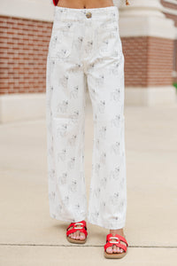 Big Dreams Cream Bulldogs Wide Leg Jeans