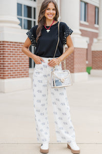 Big Dreams Cream Elephants Wide Leg Jeans
