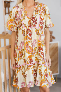 NURSING COLLECTION: As It Should Be Cream Mixed Print Dress