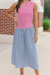 Worth The Attention Red Striped Midi Dress
