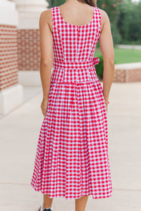 If You Were Here Red Gingham Drop Waist Dress