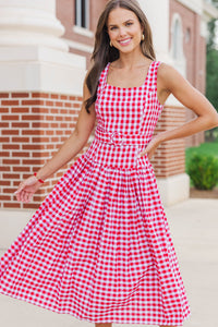 If You Were Here Red Gingham Drop Waist Dress