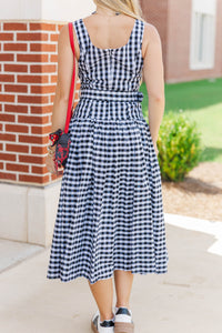If You Were Here Black Gingham Drop Waist Dress