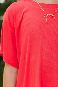 Girls: Memories In The Making Red Ribbed Set