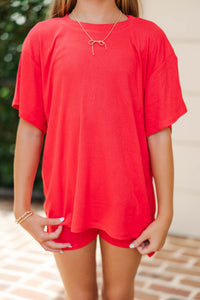 Girls: Memories In The Making Red Ribbed Set