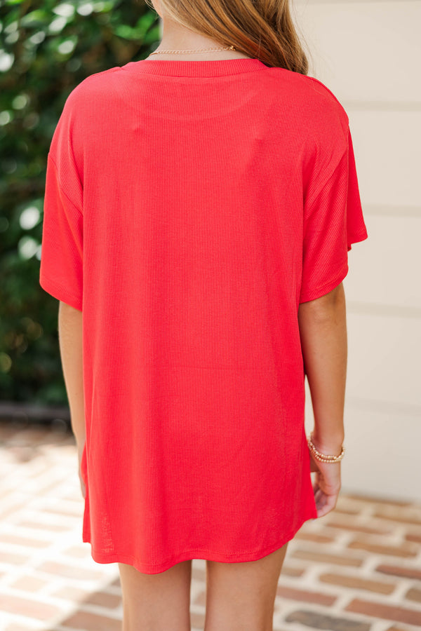 Girls: Memories In The Making Red Ribbed Set