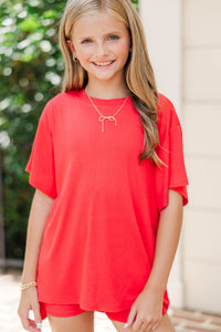 Girls: Memories In The Making Red Ribbed Set