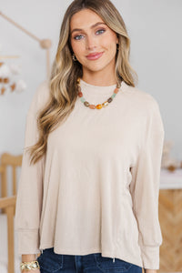 NURSING COLLECTION: Slow Sunday Taupe Ribbed Top