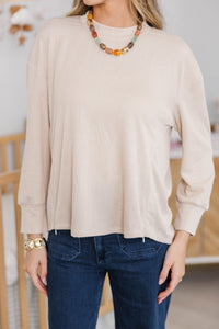 NURSING COLLECTION: Slow Sunday Taupe Ribbed Top
