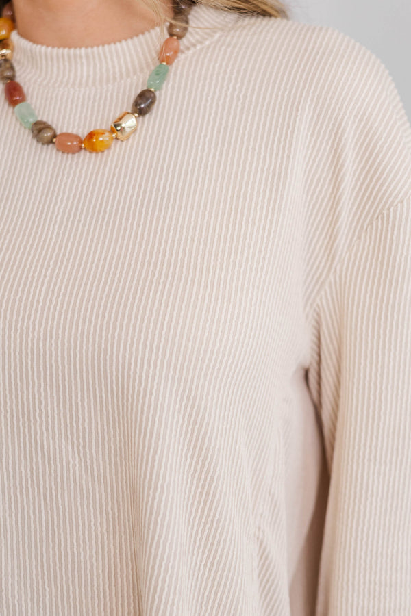 NURSING COLLECTION: Slow Sunday Taupe Ribbed Top