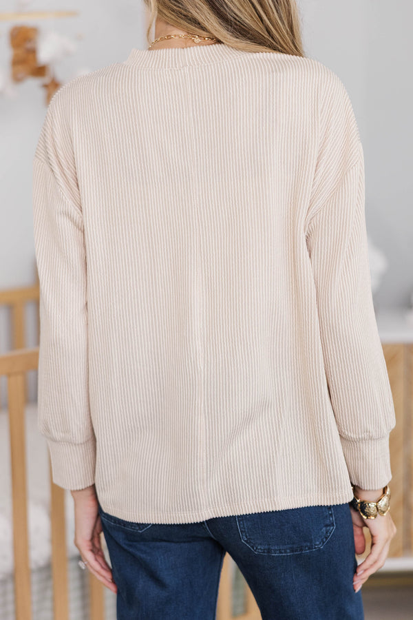 NURSING COLLECTION: Slow Sunday Taupe Ribbed Top