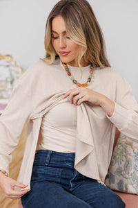 NURSING COLLECTION: Slow Sunday Taupe Ribbed Top
