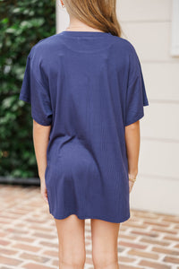 Girls: Memories In The Making Navy Ribbed Set