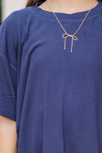 Girls: Memories In The Making Navy Ribbed Set
