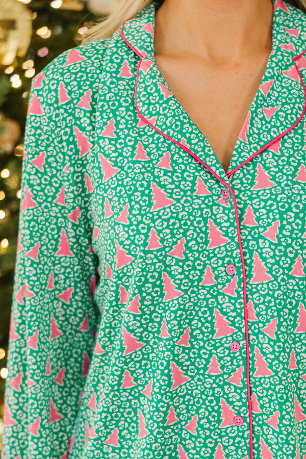 Cozy Moments Emerald Leopard Bamboo Pajama Set