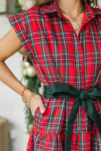 Feeling Inspired Red Plaid Maxi Dress