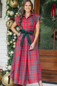 Feeling Inspired Red Plaid Maxi Dress
