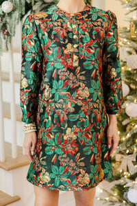 Feeling Like A Queen Emerald Brocade Dress