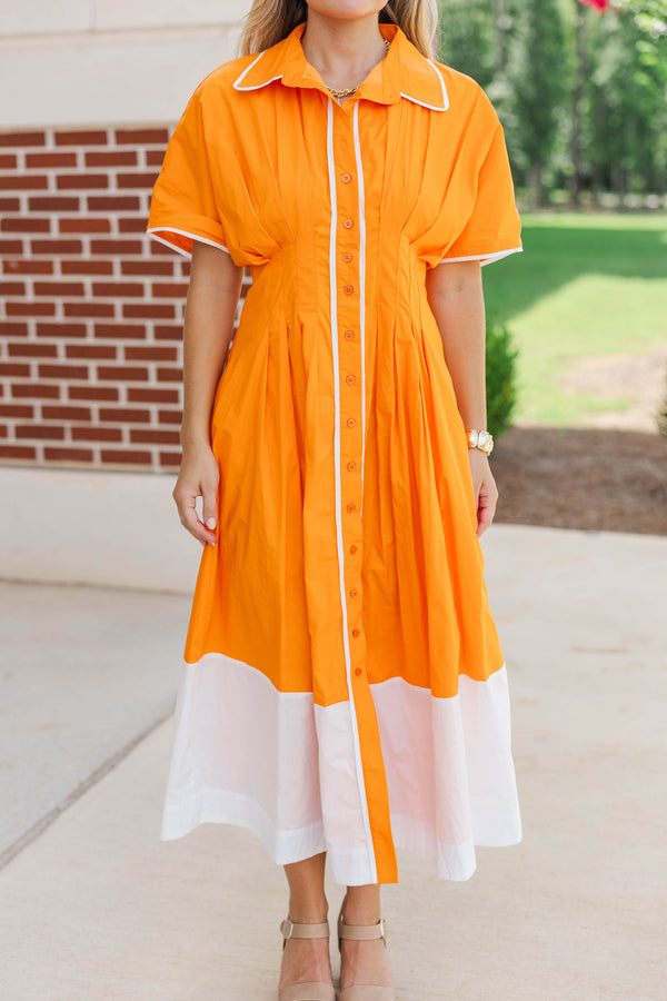 Best Dressed Orange & White Midi Dress