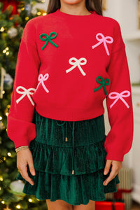 Girls: The Alyson Red Bow Sweater