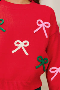Girls: The Alyson Red Bow Sweater