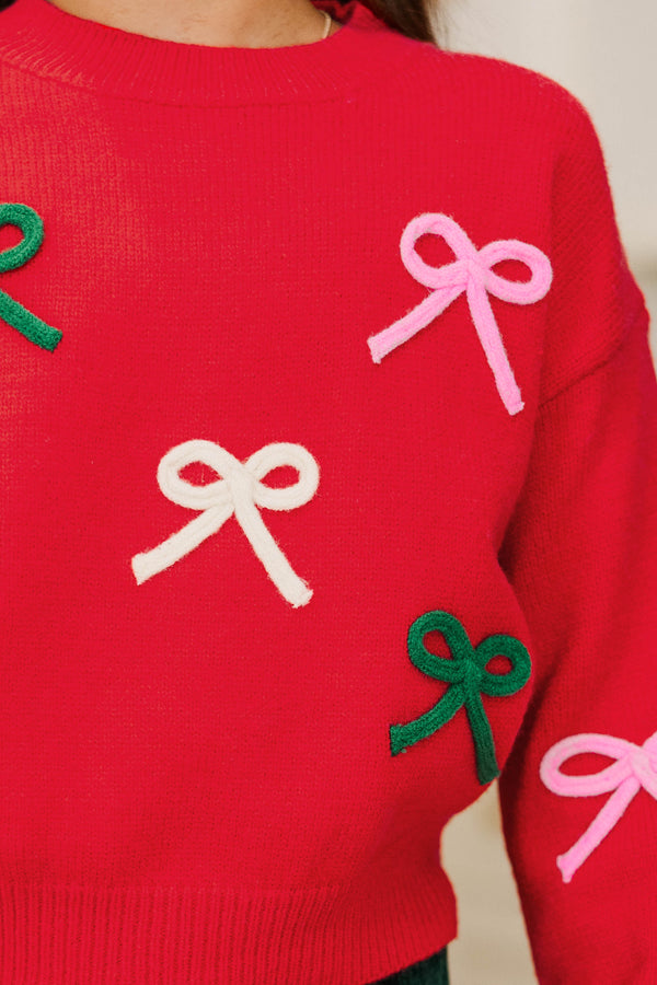 Girls: The Alyson Red Bow Sweater