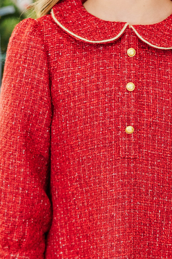 Girls: The Lydia Red Tweed Dress
