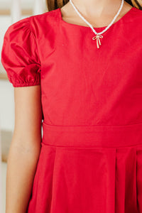 Girls: Celebration Calling Red Bow Dress