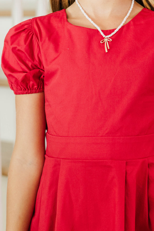 Girls: Celebration Calling Red Bow Dress