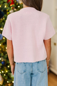 Girls: Sparkling Season Blush Pink Gingerbread Sweater