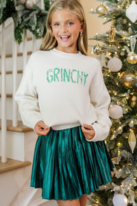 Girls: Christmas Morning Cream Grinchy Sweater